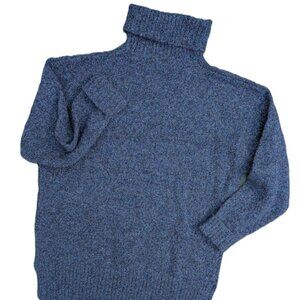 Express Tricot Pullover Sweater Men's Size M Wool Preppy Navy Marl Turtleneck